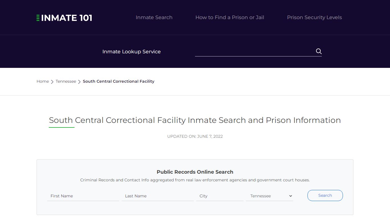 South Central Correctional Facility Inmate Search ...